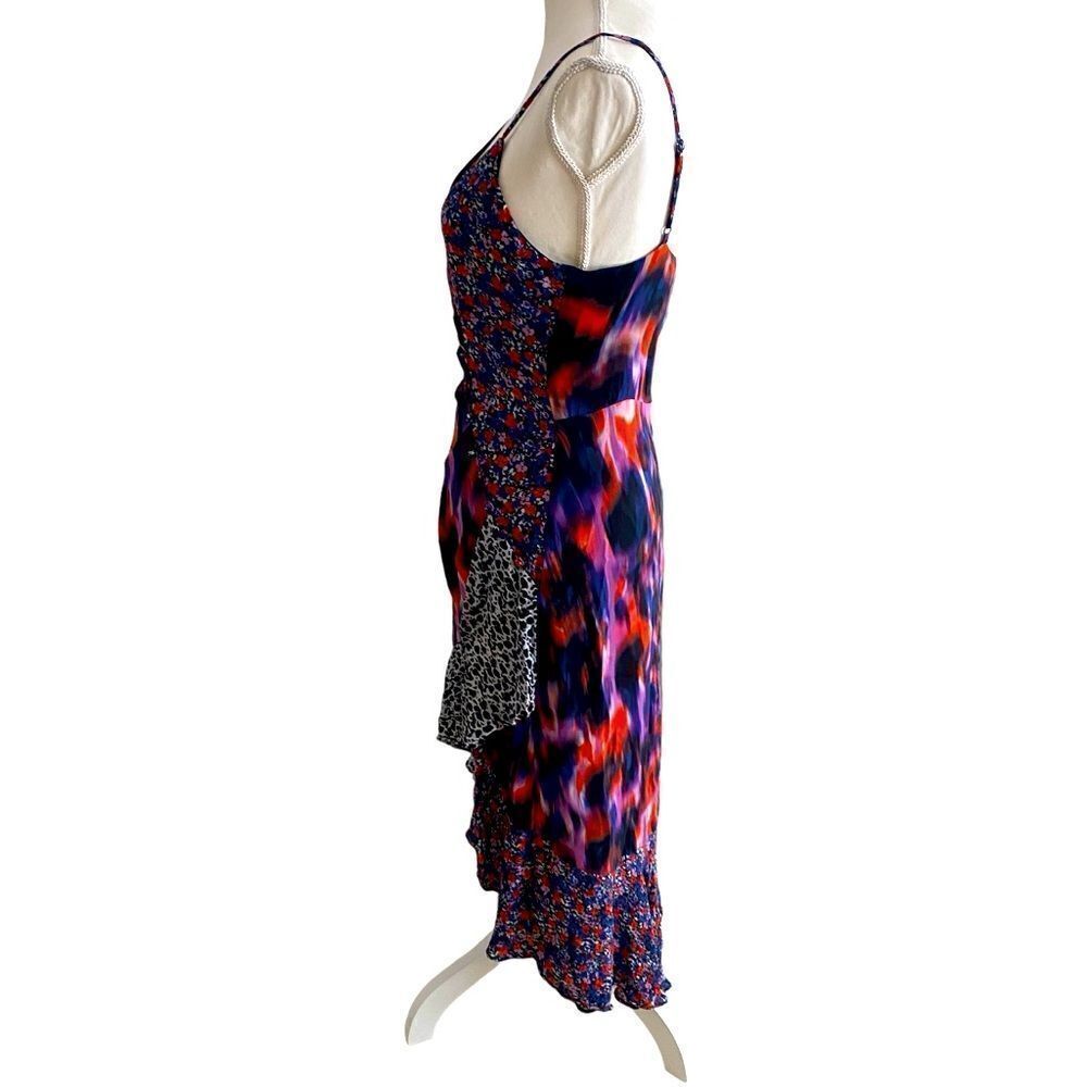 Parker Floral Animal Print Boho Silk Dress Size 6 - Picture 4 of 7